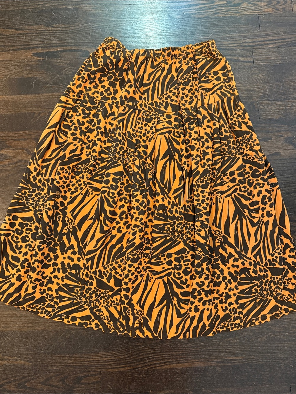 Vintage Women's Orange Animal Print Midi Skirt
